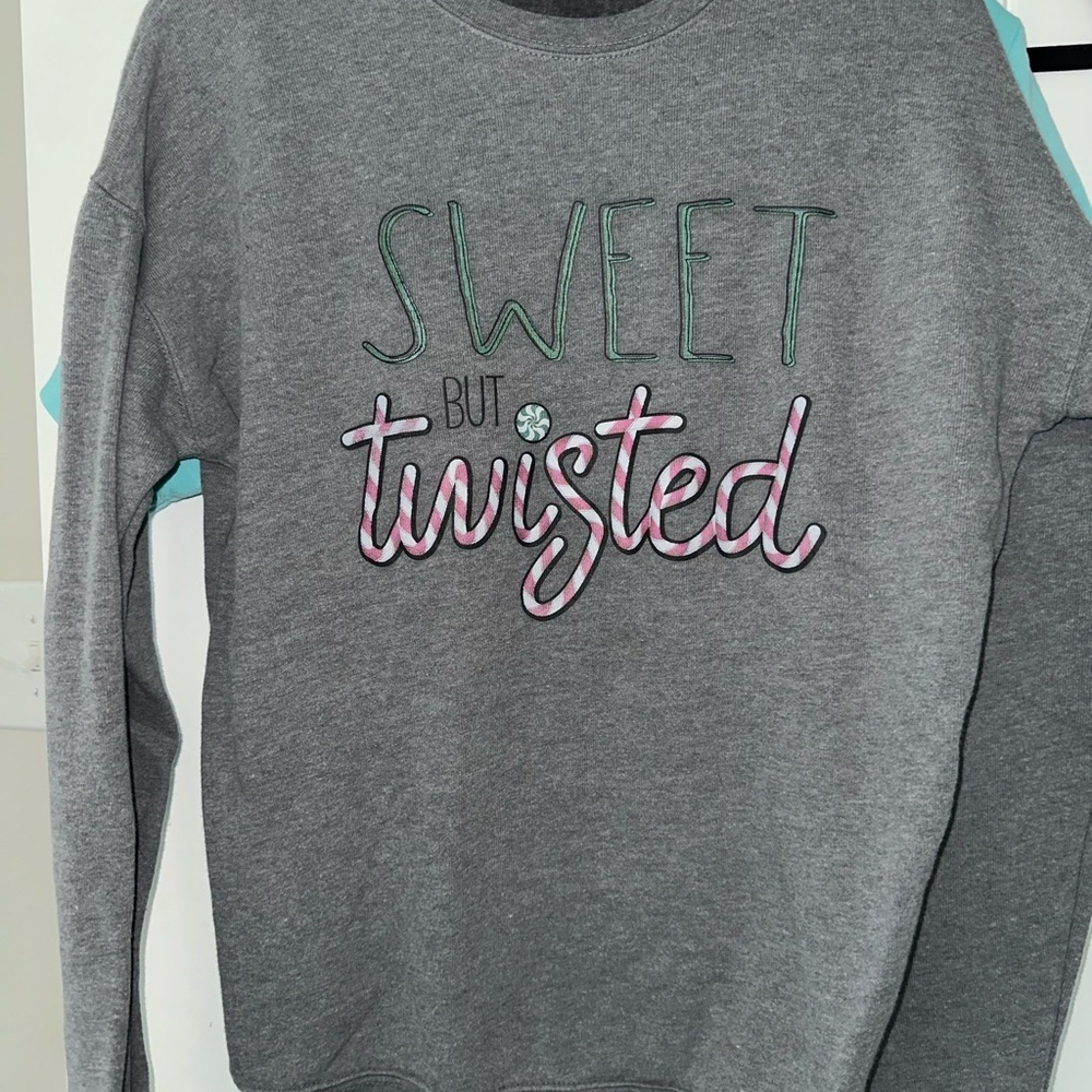 Gray 'Sweet But Twisted' Women's Christmas Sweatshirt - Picture 1 of 3